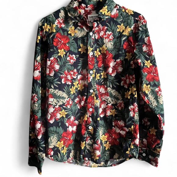 NWOT TUNEVUSE Hawaiian Floral Button Down Shirt Mens Small- Tropical Hibiscus - Picture 2 of 7